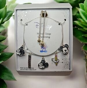 Disney Silver Mickey Mouse Charm Bracelet "NEVER STOP DREAMING"